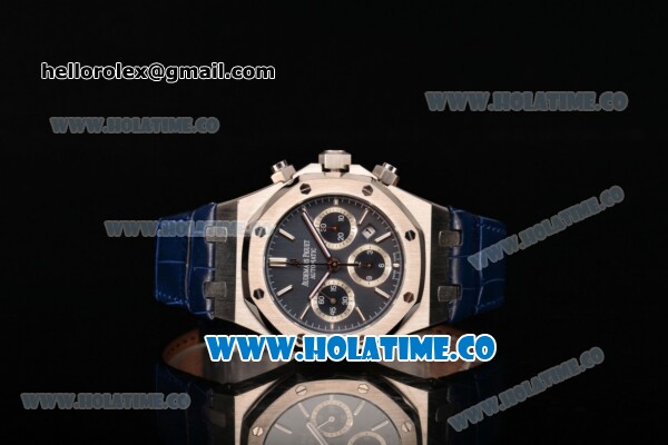 Audemars Piguet Royal Oak Chronograph 41mm Swiss Valjoux 7750 Automatic Steel Case with Blue Leather Strap Stick Markers and Blue Dial (EF) - Click Image to Close